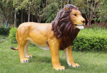 藝術(shù)動物雕塑，仿真彩繪工藝，玻璃鋼獅子雕塑廠家