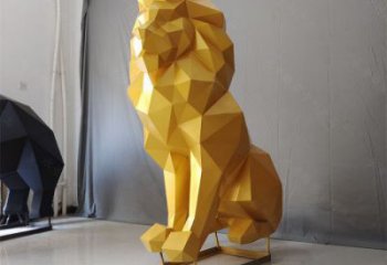 景觀獅子雕塑供應(yīng)，切面動物雕塑，不銹鋼獅子雕塑供求
