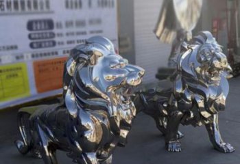 雕塑獅子景觀制造，街景小品，不銹鋼獅子雕塑優(yōu)價