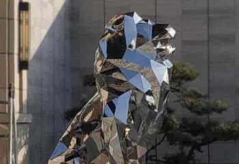 景觀獅子雕塑精選，陸地?cái)[件，公園不銹鋼獅子雕塑精品