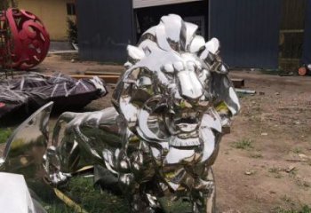 景觀獅子雕塑優(yōu)選，陸地擺件，不銹鋼獅子雕塑供應
