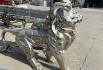 藝術(shù)獅子雕塑觀賞型，街景小品，不銹鋼獅子雕塑常用
