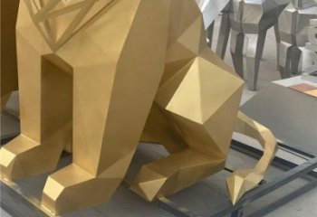 幾何獅子雕塑制造，金屬構件，不銹鋼獅子雕塑提供