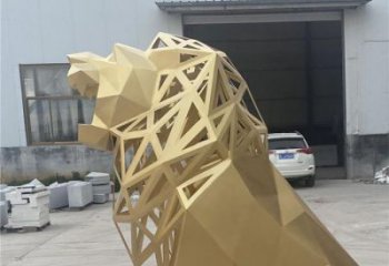 獅子雕塑擺件，烤漆工藝制作，大型不銹鋼獅子雕塑公司