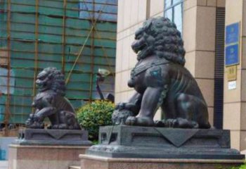 大門口獅子雕塑提供，美陳雕塑，鑄銅蹲獅雕塑承接