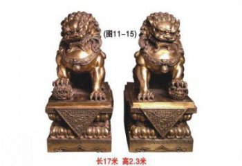 金屬獅子雕塑制作，城市裝飾，黃銅蹲獅雕塑選定