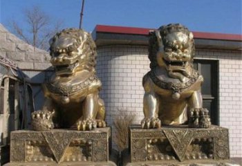青銅獅子雕塑提供，鑄造藝術(shù)，中式蹲獅雕塑通用