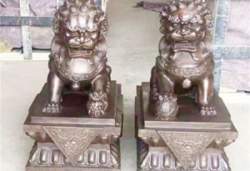 紫銅獅子雕塑通用，動(dòng)物裝飾標(biāo)識(shí)，景觀蹲獅雕塑承接