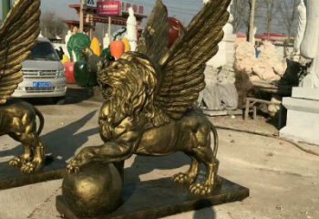 大型獅子雕塑公司，花園小品，飛獅雕塑裝飾提供