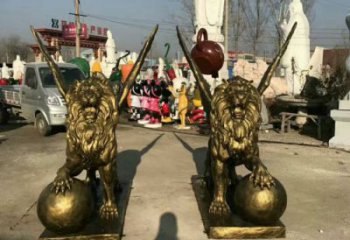 景觀獅子雕塑制造商，動物雕塑，飛獅雕塑供給