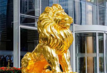 獅子雕塑精選，大門口擺件，戶外鎏金獅子雕塑承接
