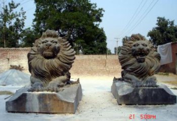 戶外獅子雕塑優(yōu)價，景觀概念，趴獅雕塑制作精品