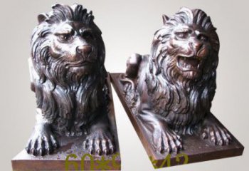 制造獅子雕塑廠家，鑄銅組合，趴獅雕塑工程制作