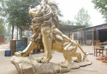 黃銅獅子雕塑預(yù)定，動物景觀擺件，走獅主題雕塑精品