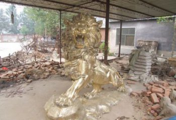 門口獅子雕塑點(diǎn)擊，地標(biāo)動(dòng)物擺件，走獅雕塑承接