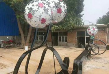 蒲公英坐凳雕塑制作，幾何原理方案，烤漆坐凳雕塑