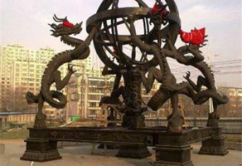 街道渾天儀雕塑，鍛造景觀雕塑，古銅效果