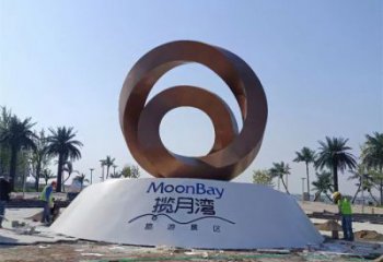 街道圓環(huán)雕塑，鍛造景觀雕塑，古銅效果