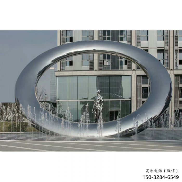 道外小區(qū)圓環(huán)雕塑，水簾噴泉雕塑，水景藝術(shù)效果