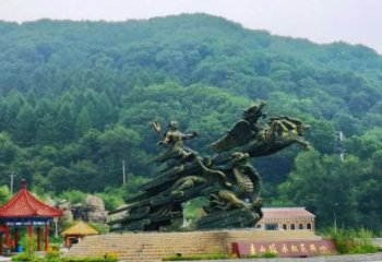 大武口夸父逐日雕塑，鑄銅神話人物雕塑