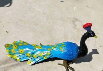 海西彩繪孔雀雕塑制作選用，景區(qū)案例，動物美陳雕塑