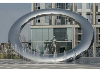 玉樹小區(qū)圓環(huán)雕塑，水簾噴泉雕塑，水景藝術效果