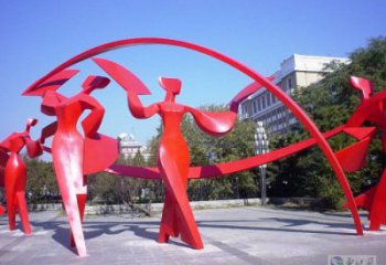 棗莊扭秧歌雕塑，民俗舞蹈雕塑，不銹鋼抽象音樂(lè)人雕塑