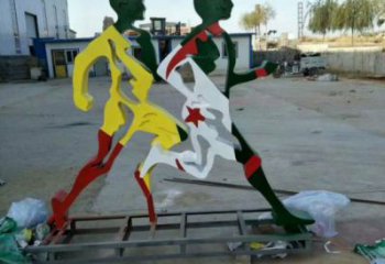 杏花嶺賽跑雕塑，鏤空工藝制作，不銹鋼烤漆體育人物雕塑