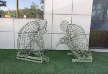 林芝鏤空下棋雕塑供需，廣場(chǎng)雕塑，鐵藝民俗人物雕塑選用