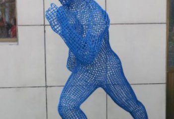 當(dāng)雄鏤空跑步雕塑，標(biāo)識雕塑，烤漆鐵藝人物雕塑優(yōu)選