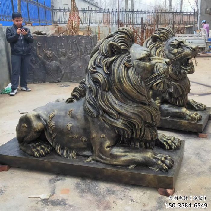 九龍坡大型趴獅雕塑，仿銅動物雕塑，玻璃鋼獅子雕塑制作