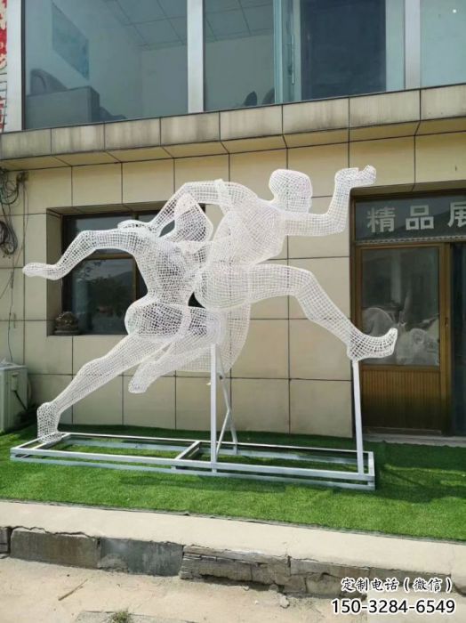 巴南鏤空體育雕塑供求，白鋼構(gòu)件，鐵藝人物雕塑觀賞型