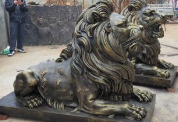 九龍坡大型趴獅雕塑，仿銅動物雕塑，玻璃鋼獅子雕塑制作