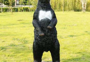 萬盛街道黑熊雕塑，仿真動物雕塑，古銅效果