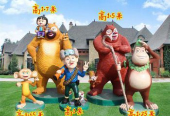 長壽廣場維尼熊雕塑，卡通水景雕塑，抽象效果