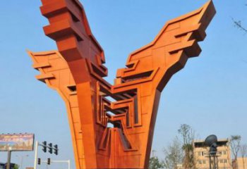 渝北城市精神堡壘雕塑，抽象建筑元素，廣場景觀雕塑小品