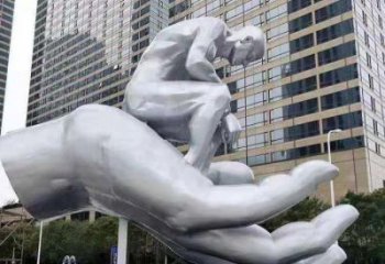 雙橋沉思者雕塑，景觀雕塑，手托人物雕塑廠家提供